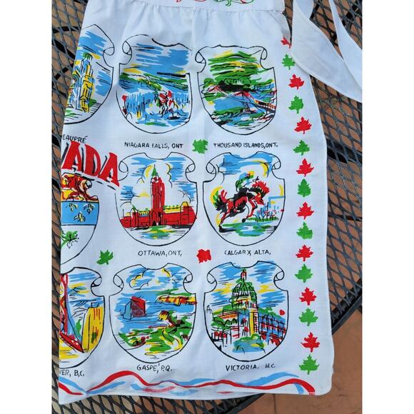 Vintage An Original Yucca Print Cactus Cloth (?) Half Apron Canada Souvenir Map - Picture 6 of 8